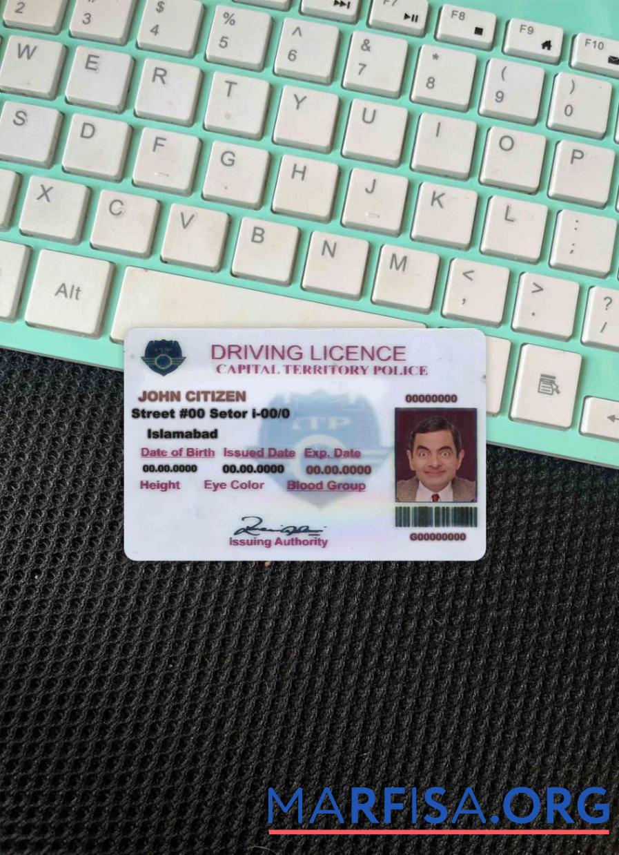 Downloadable Pakistan (Islamabad) driving license version 2 photolook real example